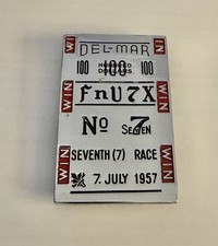 Vintage Del Mar Racetrack $100 Win Tote Ticket Money Clip July 7 1957 No 7 Horse picture