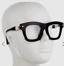 Black Square Full Rim Plastic Eyeglass Frames, Solid Pattern, Unisex Adults picture