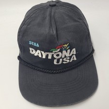 Vintage Daytona USA Hat Snapback Black White Rope Sega Racing Video Game Men picture