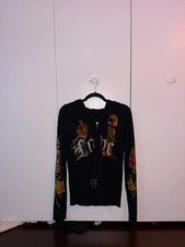 Ed Hardy black tattoo graphic zip hoodie picture