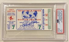 1967 Orlando Cepeda Carl Yastrzemski HOF Signed Game 7 WS Ticket PSA 7 DNA 10 picture