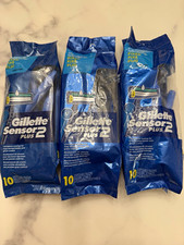 3 PACKS NEW Gillette Sensor2 Plus Men's Disp Razors 2-Blade, 10 Count (3 Packs) picture