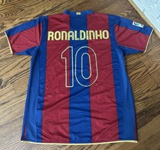 Vintage 2007 Nike Barcelona Home Soccer Jersey Ronaldinho Men Large Special picture