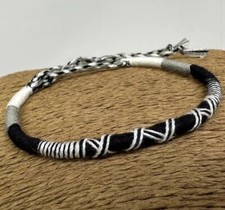 Handmade Adjustable Braided Bracelet – Black White & Multicolor Unisex Gift picture