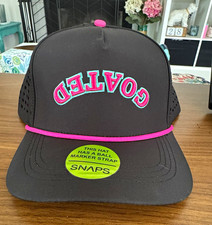 Black GOATED Golf Embroidered Snapback Hat Adjustable One Size Pink Teal picture