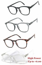 Retro Square Frame Full Lens Reading Glasses HIGH POWER UP TO +6.00 Spring Hinge picture