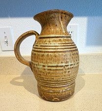 Vintage Tim Mather Studio Pottery Stoneware Pitcher Signed Mid Century Modern picture