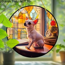 Colorful Chihuahua Acrylic Suncatcher Pet Themed Window Hanging Decoration Gift picture