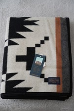 Pendleton Spider Rock Jacquard Throw Blanket Wool Black Ivory 64x54