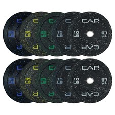 Olympic Bumper Plate Weight Set 260lb Black Economy Speckled CAP picture