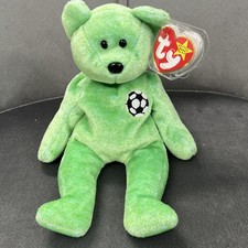 RARE Ty Beanie Baby - 1998 Kicks - The Soccer Bear - with Tag Errors 98/99 picture