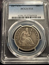1877-CC Seated Liberty Half Dollar - PCGS F-15  Choice Carson City Half picture