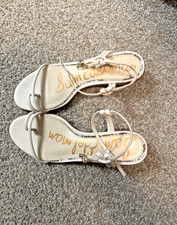 Sam Edelman Womens 7.5 Strappy Toe Loop Ankle Strap Heeled Sandals Off White picture