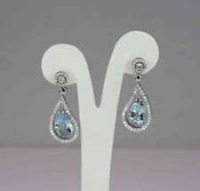 Gorgeous Pear Shape 7.85CT Aquamarines With Clear White 1.48CT CZ Dangle Earring picture