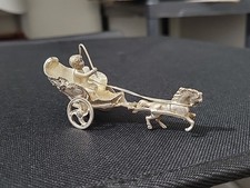 Antique Hanau Pseudo 800 Silver Miniature Kid Riding Chariot Horse Neumann Bros picture
