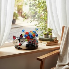 Talavera Sleeping Fox Planter | Hand-Painted Mexican Pottery picture