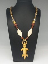 ORENA PARIS Rare Vintage Gold Tone Detailed Alligator Pendant Necklace  picture