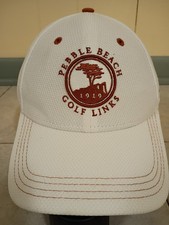 NEW ERA 9FORTY PEBBLE BEACH GOLF LINKS HAT CAP WHITE MESH 1919 LOGO LEATHER Y2K picture
