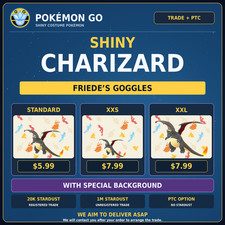 Pokémon GO Shiny Charizard Friede's Goggles Special Background Trade XXS XXL picture