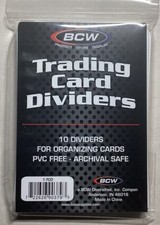 BCW Trading Card Dividers 1 pack of 10 New Unopened with Tracking picture