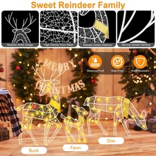 3 Sets Reindeer Family Lighted 2D Christmas Decoration Warm Yellow picture