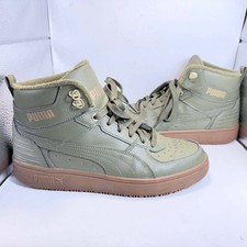 Puma Rebound Joy Fur Olive Green Gum Sole High Top Sneakers Mens 9 387502-03 picture