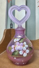VTG Super Rare Fenton Cranberry Gold Accent Iridescent Perfume Bottle Heart picture
