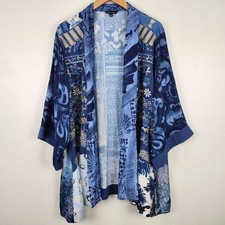 John Mark Embroidered Patchwork Open Kimono Jacket Duster Sz 3X Art Floral Boho picture