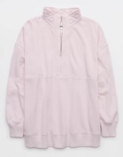 AERIE Oh Zip Sweatshirt in Pink Petal - Size Medium picture