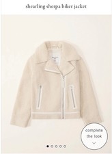 Abercrombie Kids Sherpa Fleece  Zip Jacket Girls 15/16 Ivory Cozy picture