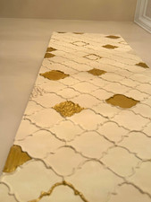 Large Abstract Textured Geometric Pattern Canvas Painting White Gold Unframed picture