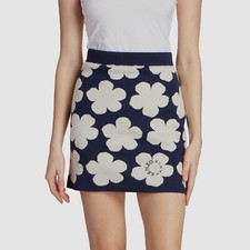 $495 Kenzo Women's Blue Wool Floral Band Waist Mini Skirt Size XS picture
