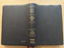 NASB Wide Margin Reference Bible, Black, Genuine Leather, 2020 text picture