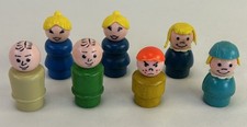 Vintage Fisher-Price Little People Figures Lot of 7 Dad Mom Angry Boy Stewardess picture