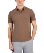 Alfani AlfaTech Stretch Solid Polo Shirt Men's XXL Brown Short Sleeves Pullover picture