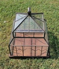 Large Antique Metal & Glass Terrarium Decorative .... 20x20x22  picture