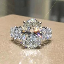 6.90 Ct Luxury Oval Cut Lab Grown Diamond Wedding Ring Solid 14K White Gold picture