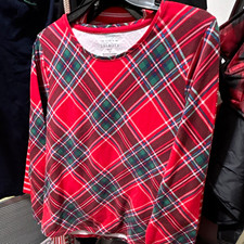 Talbots Women's Petite L Plaid long Sleeve Crew Neck Knit Stretch Top picture