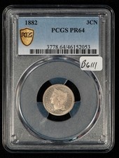 1882 3c Nickel Three Cent Piece Proof Coin - PCGS PR 64 - SKU-B6111 picture