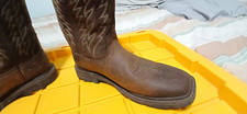 Ariat Brown Western Cowboy Boots Pull-On Square Toe US Size 8.5 Used picture