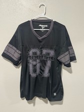 Aeropostale 87 Football Jersey Size M Black V-Neck Mesh picture