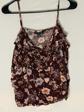 American Eagle Outfitters Tank Top Size XL Purple Floral Ruffle picture