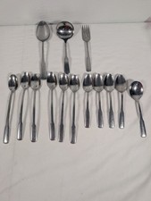 Vintage Wm A Rogers Oneida Ltd Stainless Flatware 14 Pc Spoon Serving Lot picture