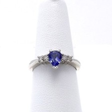 LeVian Solid Platinum Deep Purple Tanzanite Diamond Ring Setting New sz6.75 picture