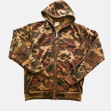 Carharrt Mens Full Zip Woodland Camo Hoodie Contract Blank Size L WPL 13224 USA picture