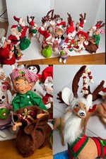 Lot of 16 Annalee Christmas Dolls Mixed Poseable Mice, 6 Reindeer, Santa, Elf picture