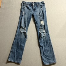 Hollister Low Rise 90s Vintage Straight Jeans Womens 3R W26 L31 Distressed Blue picture