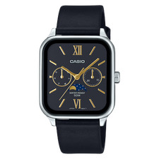 Casio Analog MTP-M305L-1A2 Moonphase Quartz Men's Watch Genuine Leather Band picture