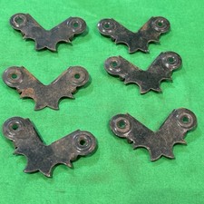 Six Vintage Box Corner Protectors Decorative Metal Brackets Guards picture