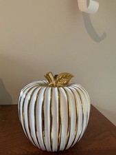 Tahari white and gold striped apple sculpture picture
